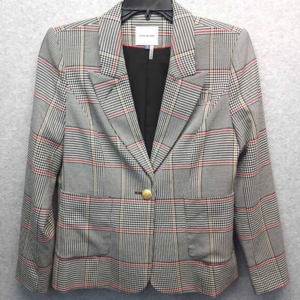 Court‎ And Rowe Blazer Houndstooth Plaid Womens 12 Gold Button Bolton